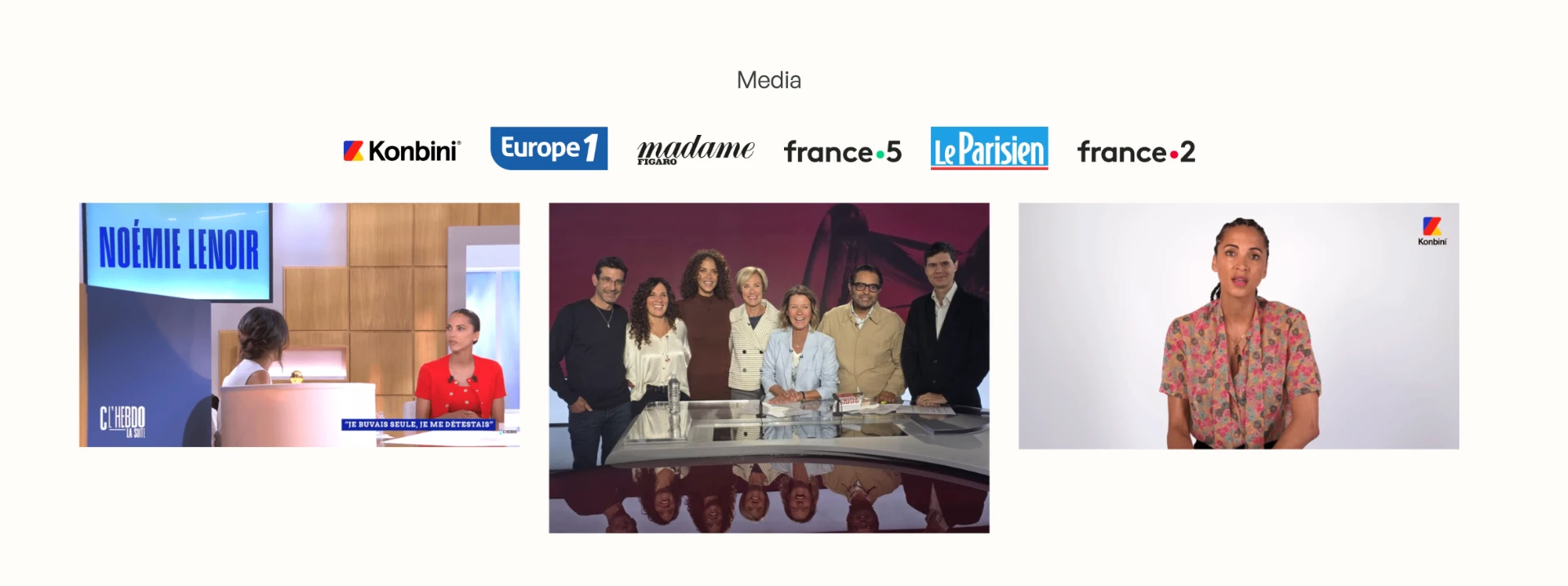 Logos presse et télévision ainsi que captures d'émissions parlant de Liberta